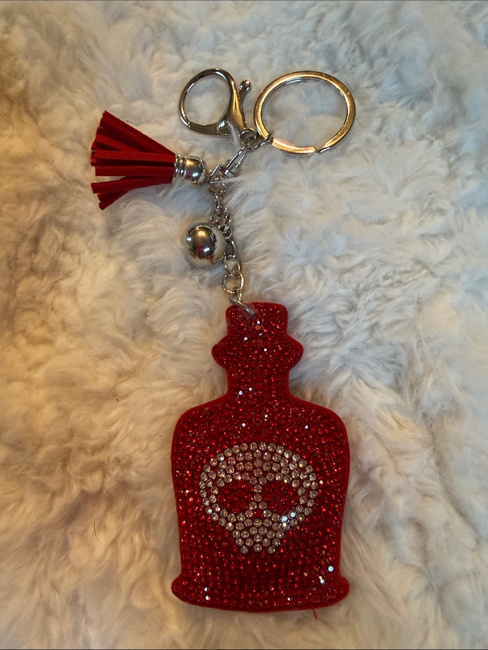Rhinestone Skull Poison Bottle Keychain Bag Charm Halloween